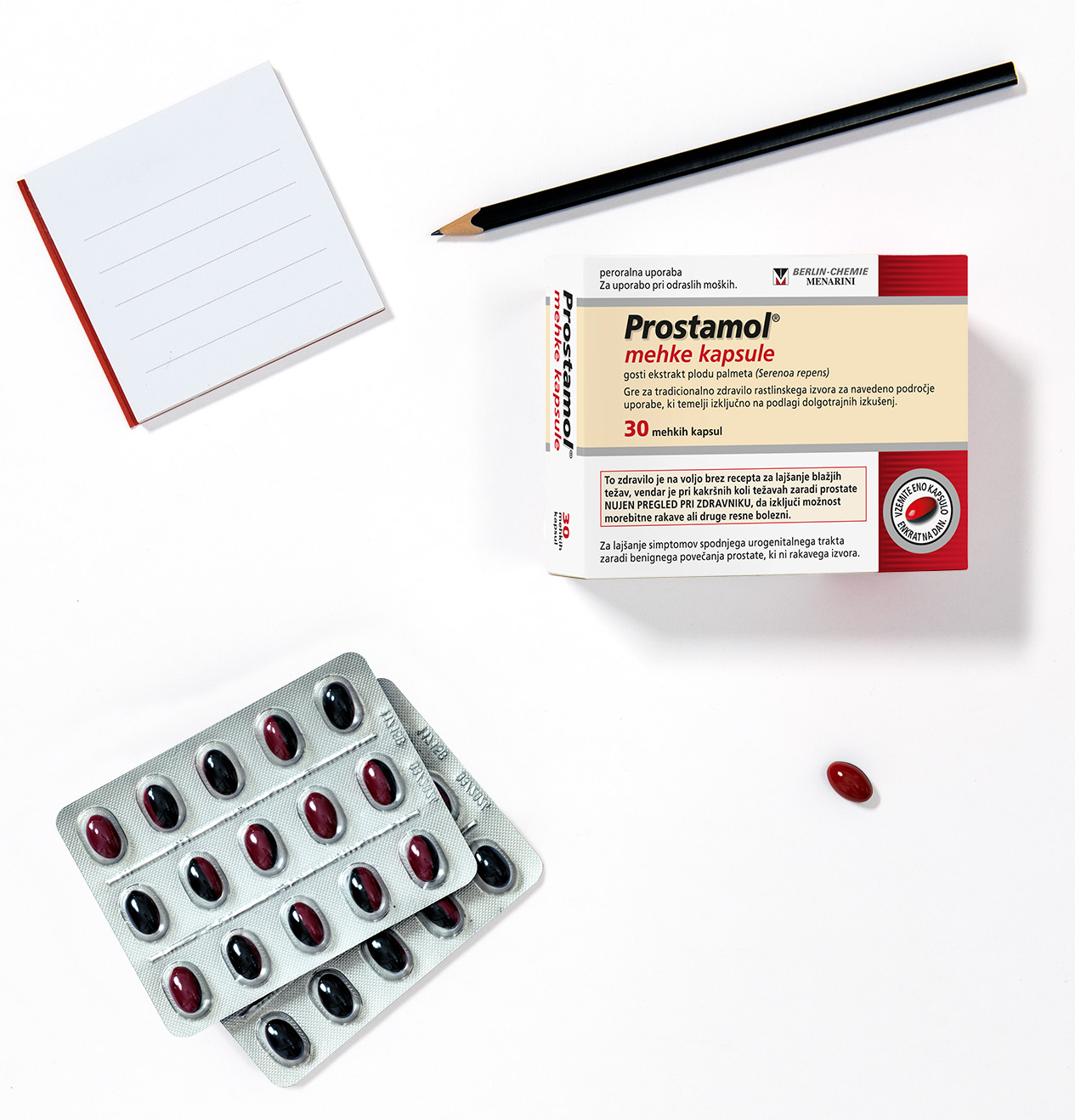 Pakiranje zdravila Prostamol in pakiranje v blistru